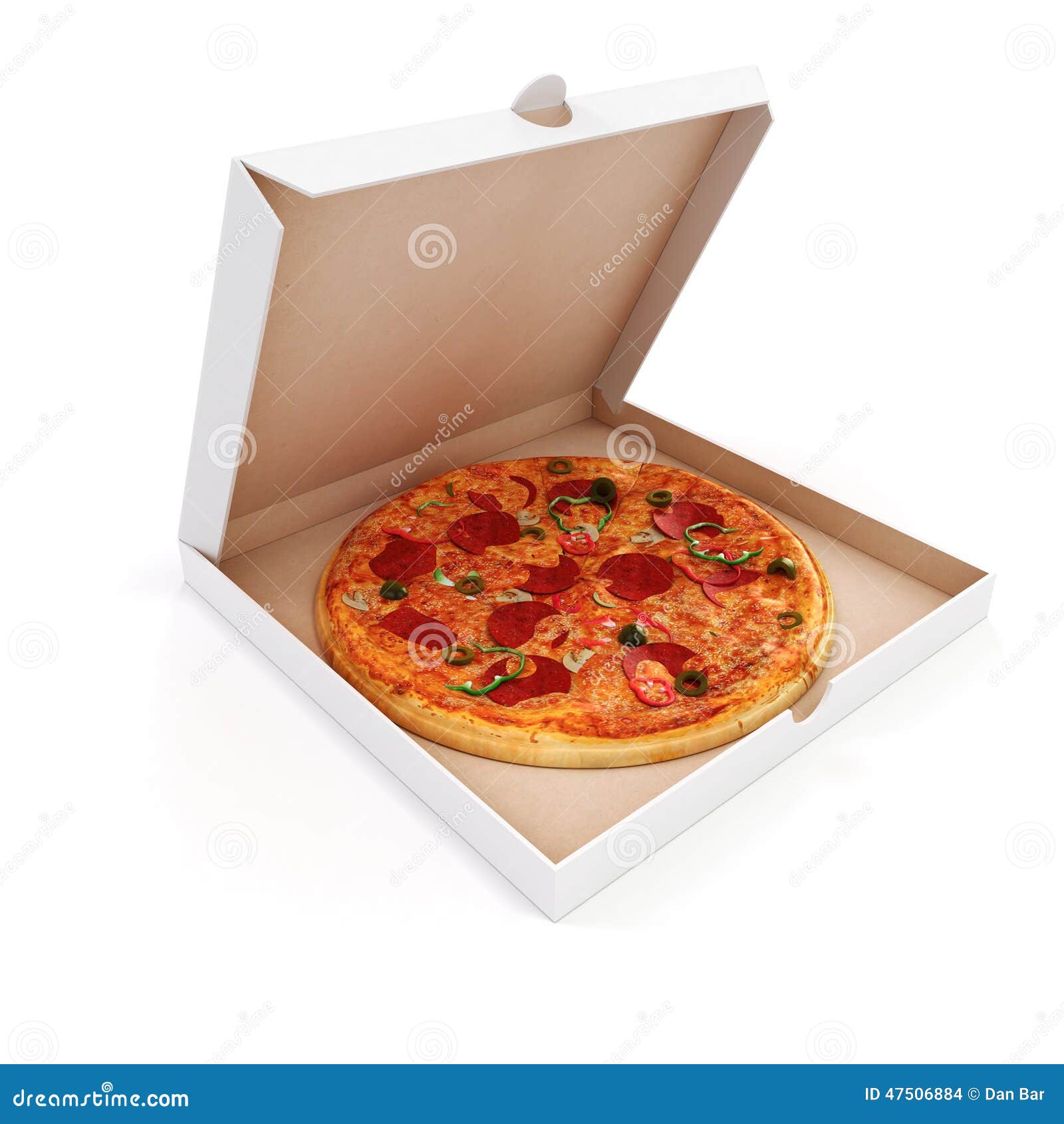 3d Render of Delicious Pizza and Box Stock Illustration Illustration