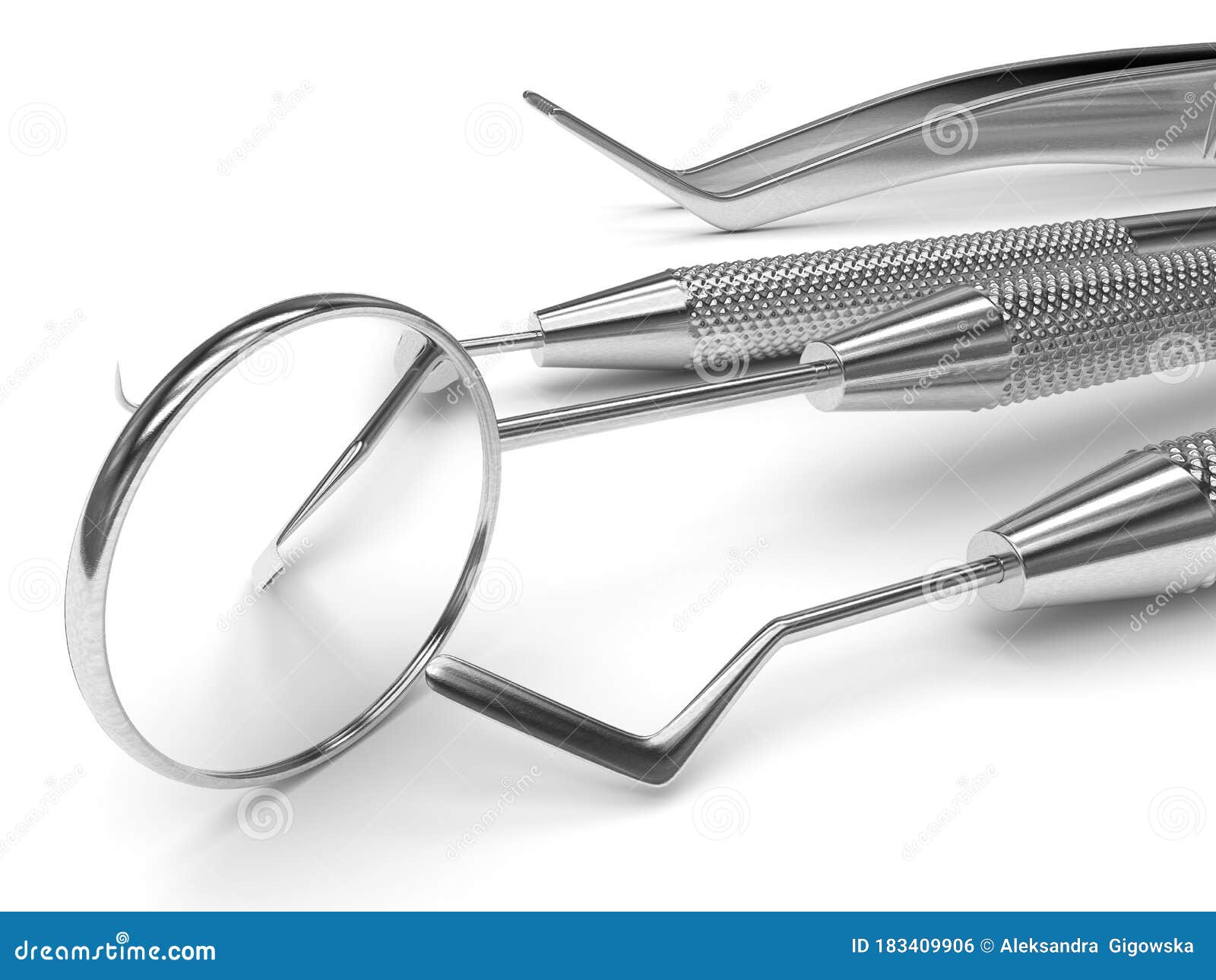 3d Render of Dental Diagnostic Instruments Over White Stock Illustration Illustration of exam