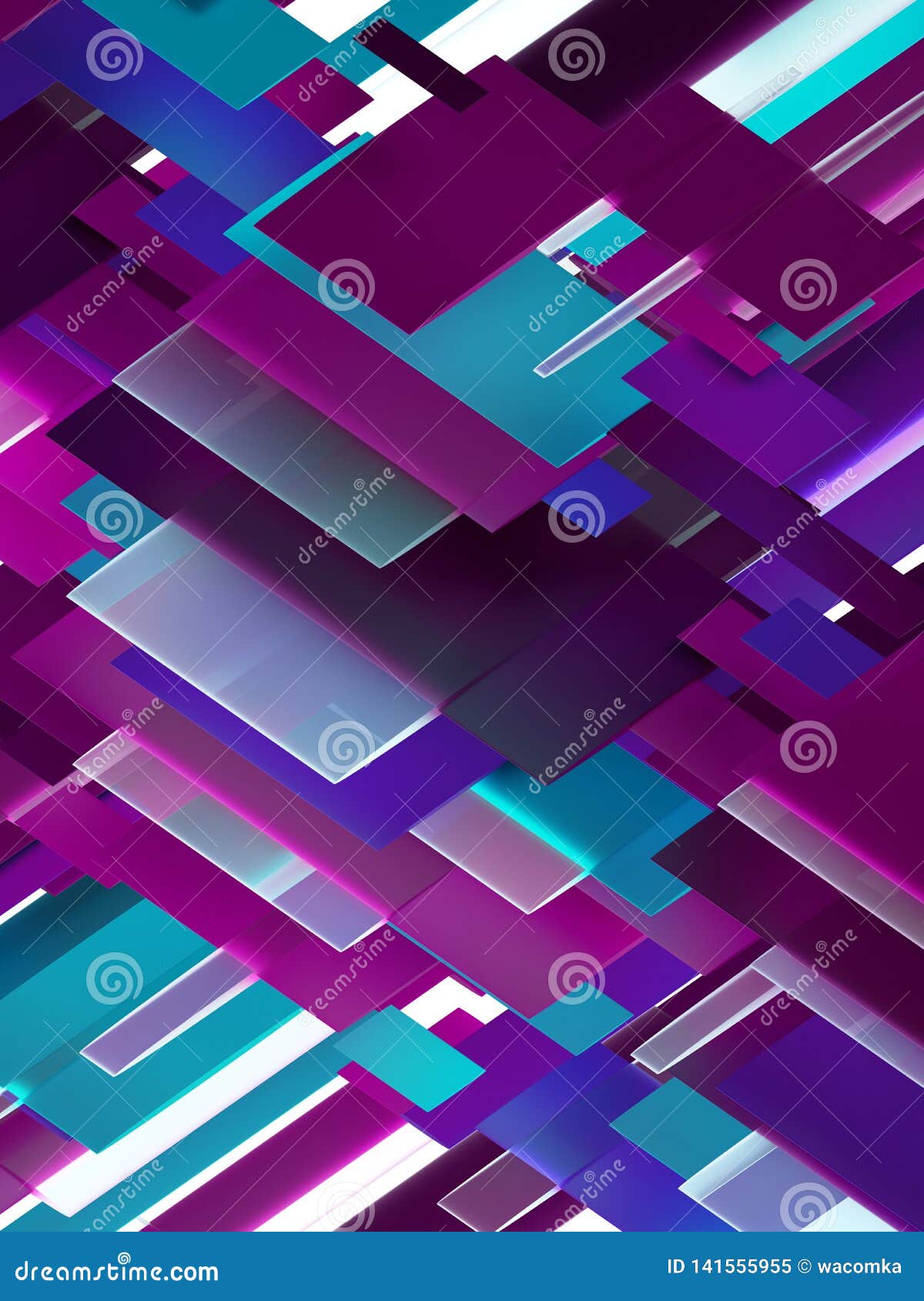 3d Render, Abstract Geometric Background, Purple And Blue ...