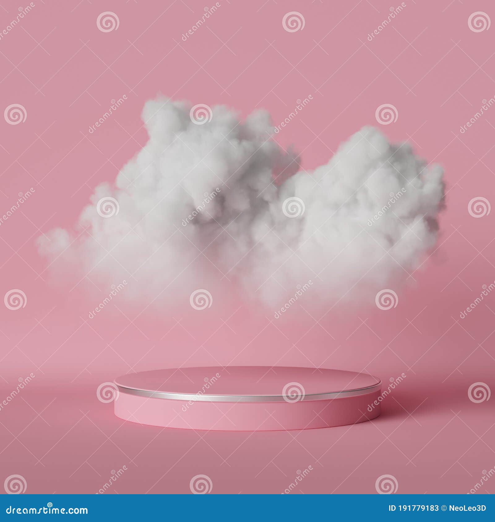 3d Render, Digital Illustration. White Cumulus or Cloud Floating Above