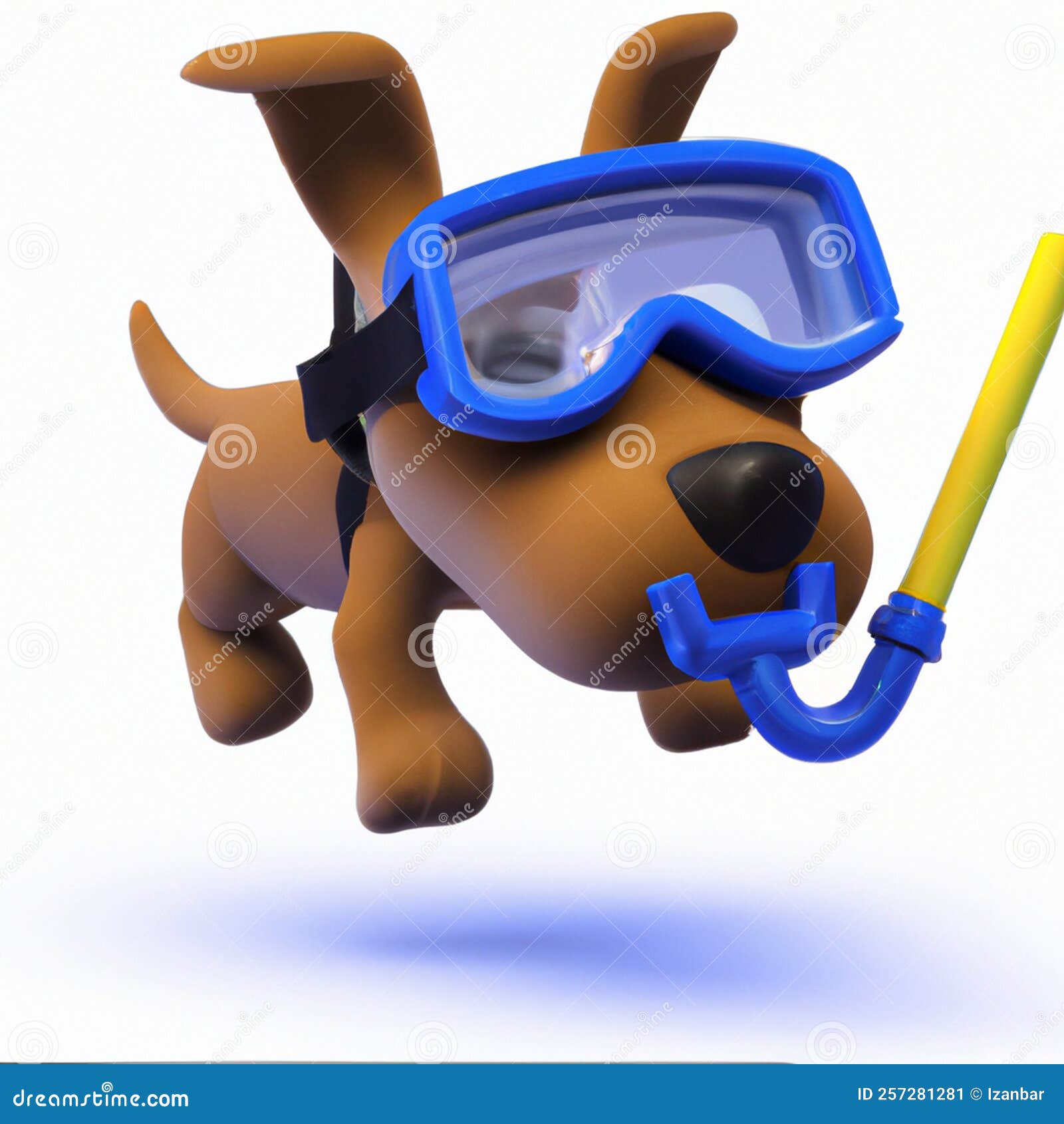 3d Render of a Dog Scuba Diving Stock Illustration Illustration of