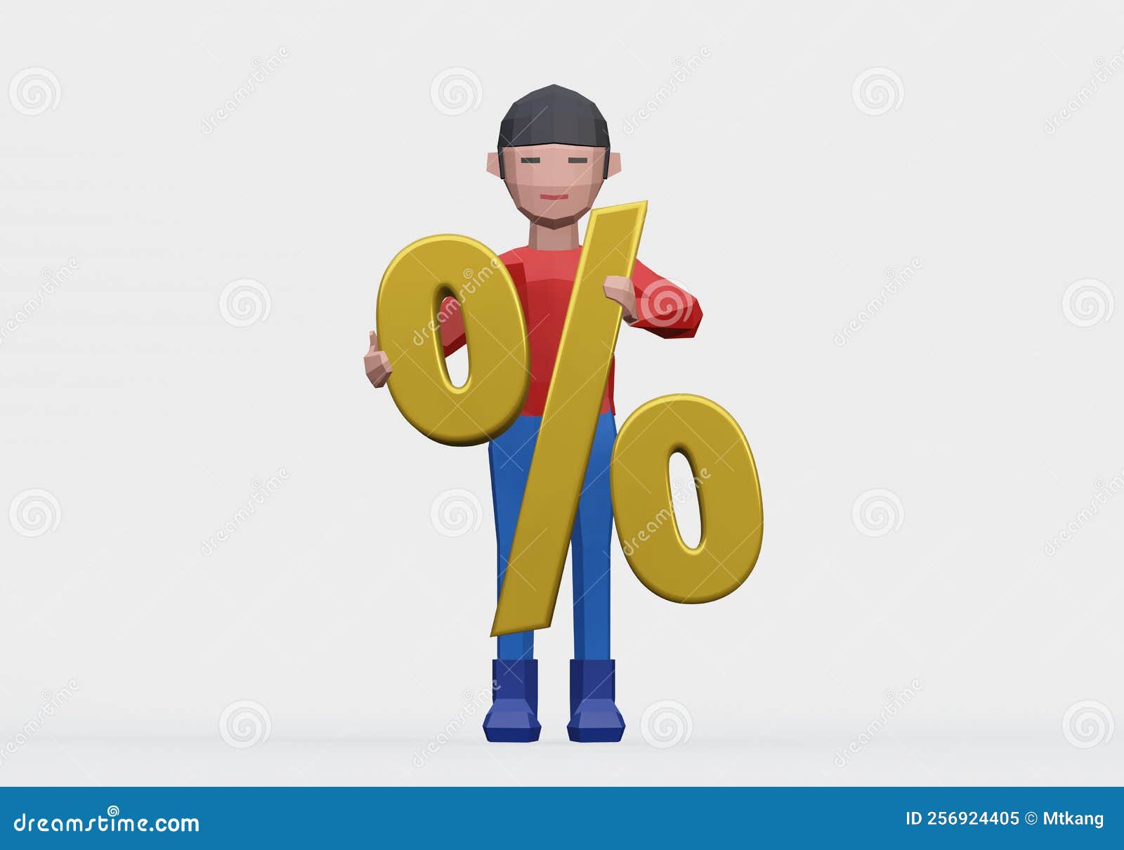 3d Render of Dummy Holding a Percentage Mark Stock Illustration