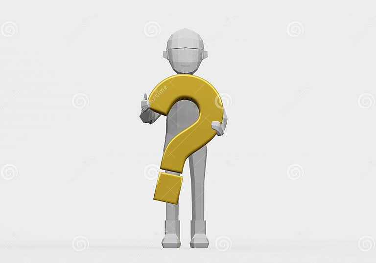 3d Render of Dummy Holding a Question Mark Stock Illustration