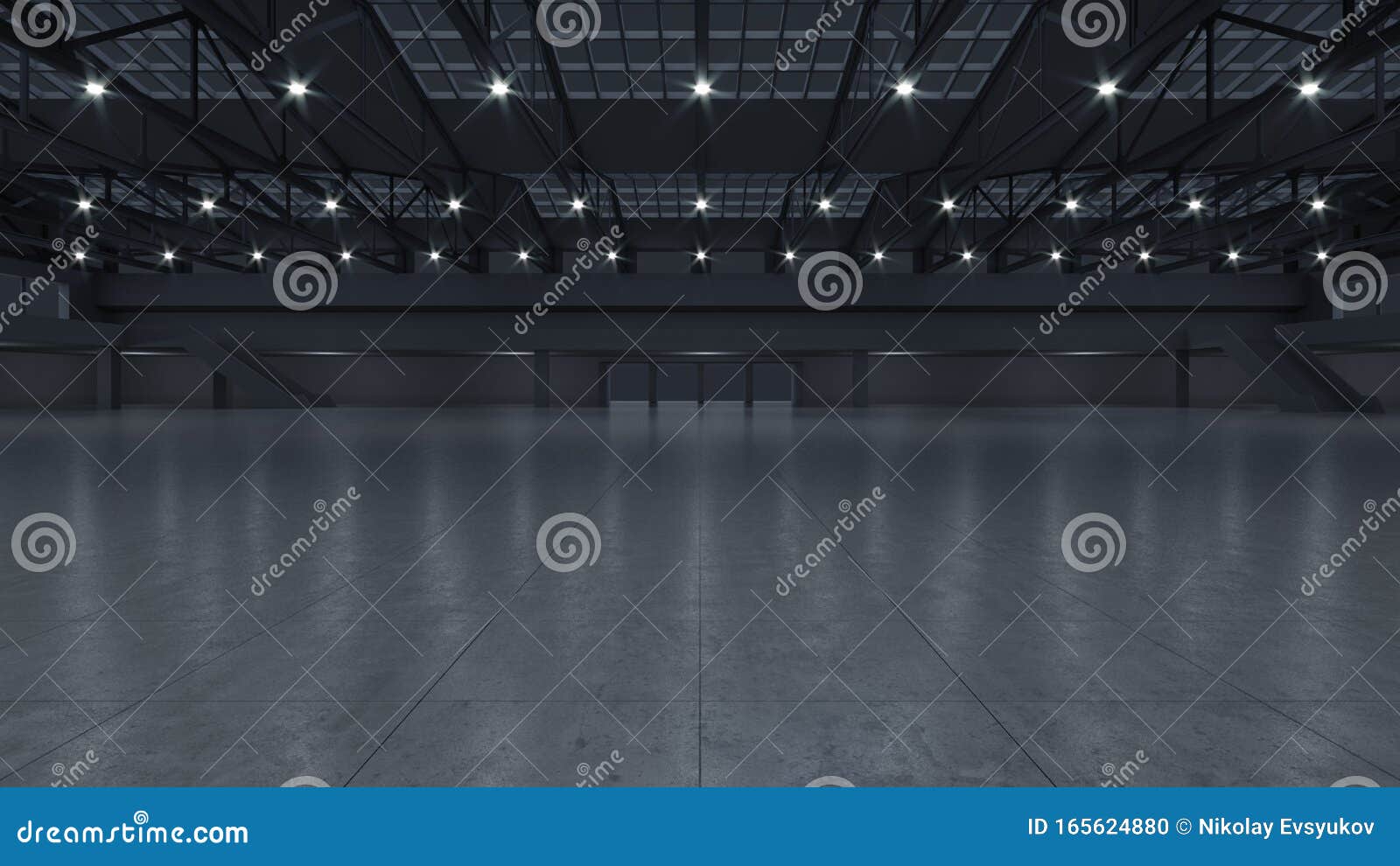 3d render of empty exhibition space. backdrop for exhibitions and events. tile floor. marketing mock up