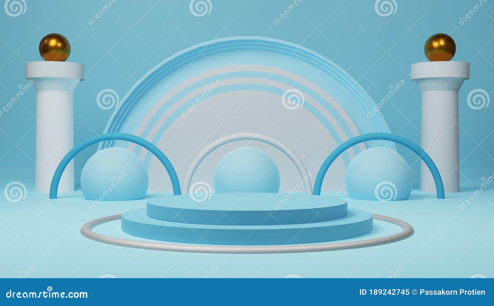 3d Render Empty Light Blue Stand. Stock Illustration Illustration of