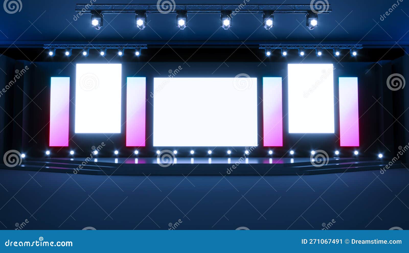 Empty Stage Design for Mockup, Stage Event with Led Screen Stock ...