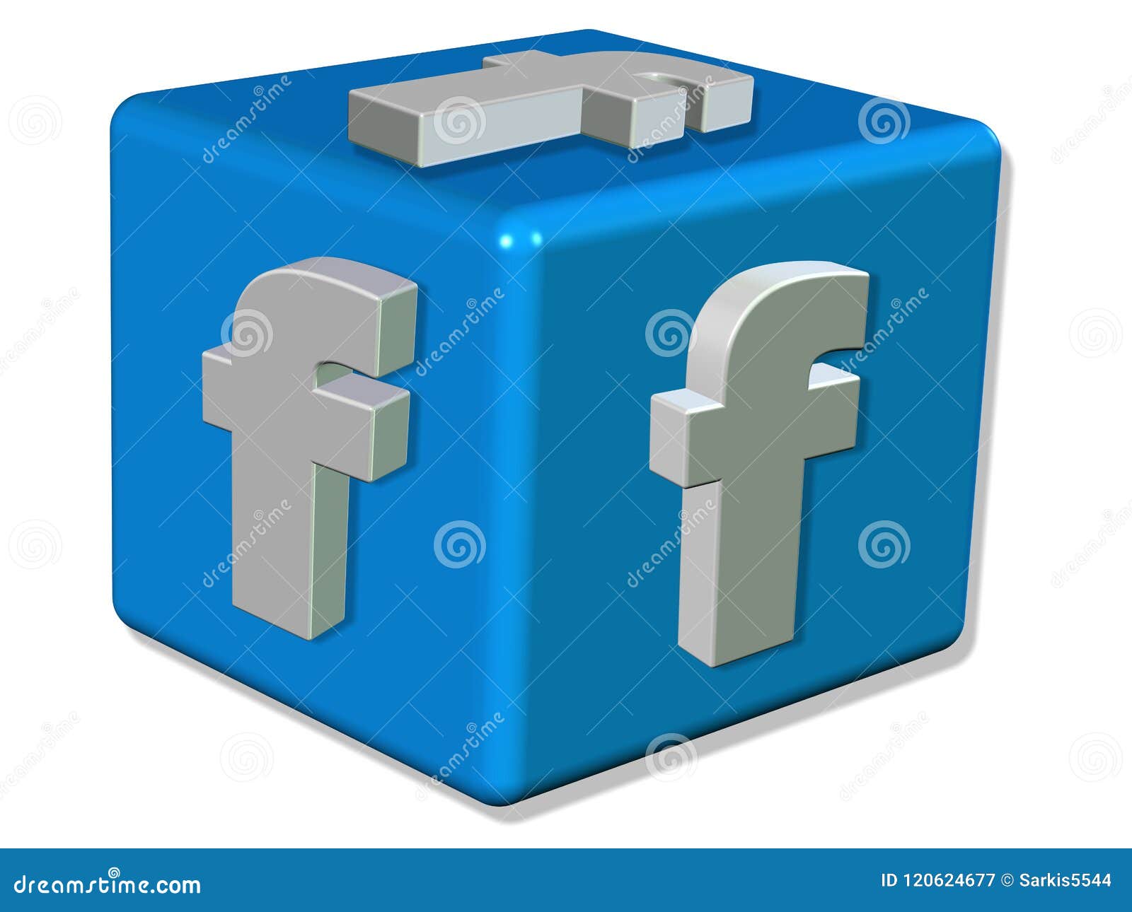 3d Render Facebook Logo Represented As A Blue Cube With A White Letter F White Background Concept Image Editorial Photography Illustration Of Pointer Render