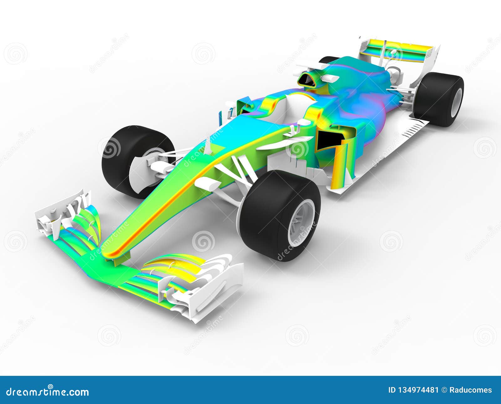 3D Render Formula One Chassis Structural Analysis Stock Illustration
