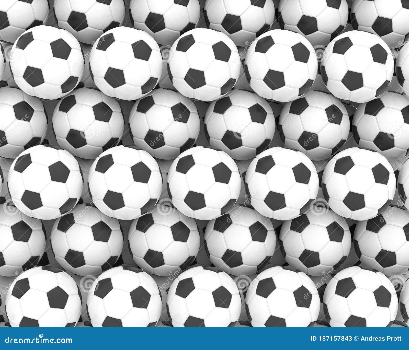 Full Frame Image of a Heap of Classic Black and White Soccer Balls ...