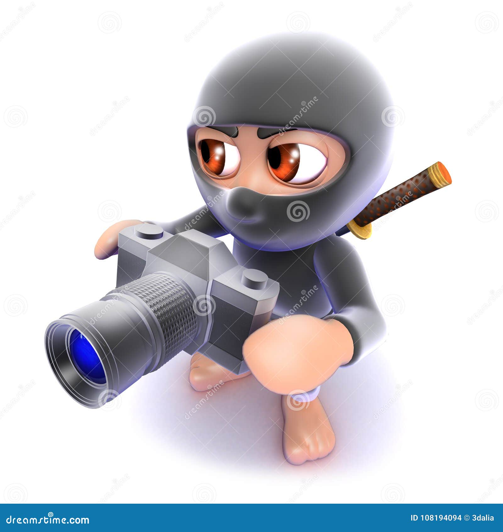 3d Funny Cartoon Ninja Assassin Taking a Photo with a Camera Stock  Illustration - Illustration of camera, ninja: 108194094