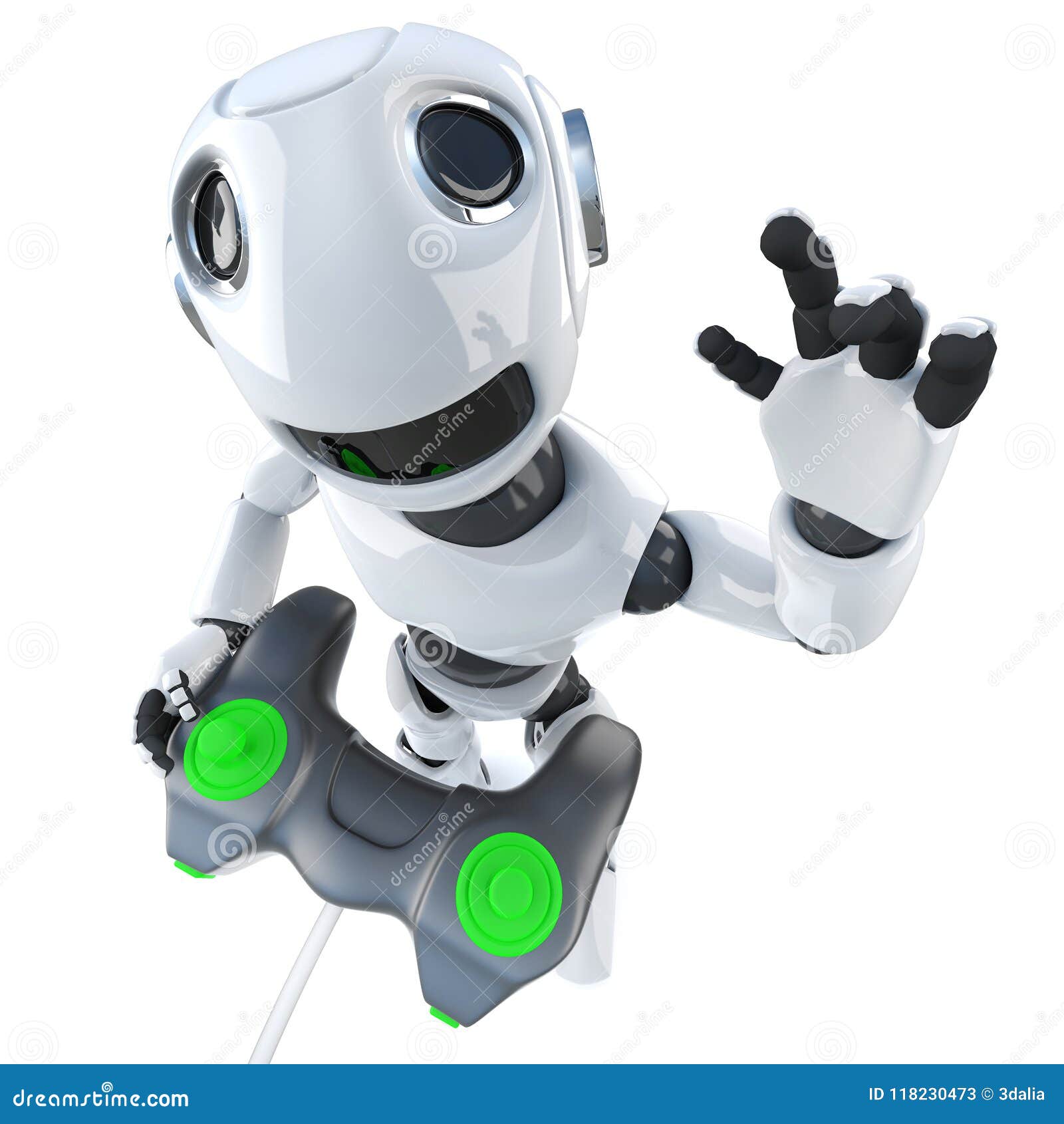 3d Funny Cartoon Robot Character Playing a Video Game with a Joystick  Controller Stock Illustration - Illustration of robot, gamer: 118230473