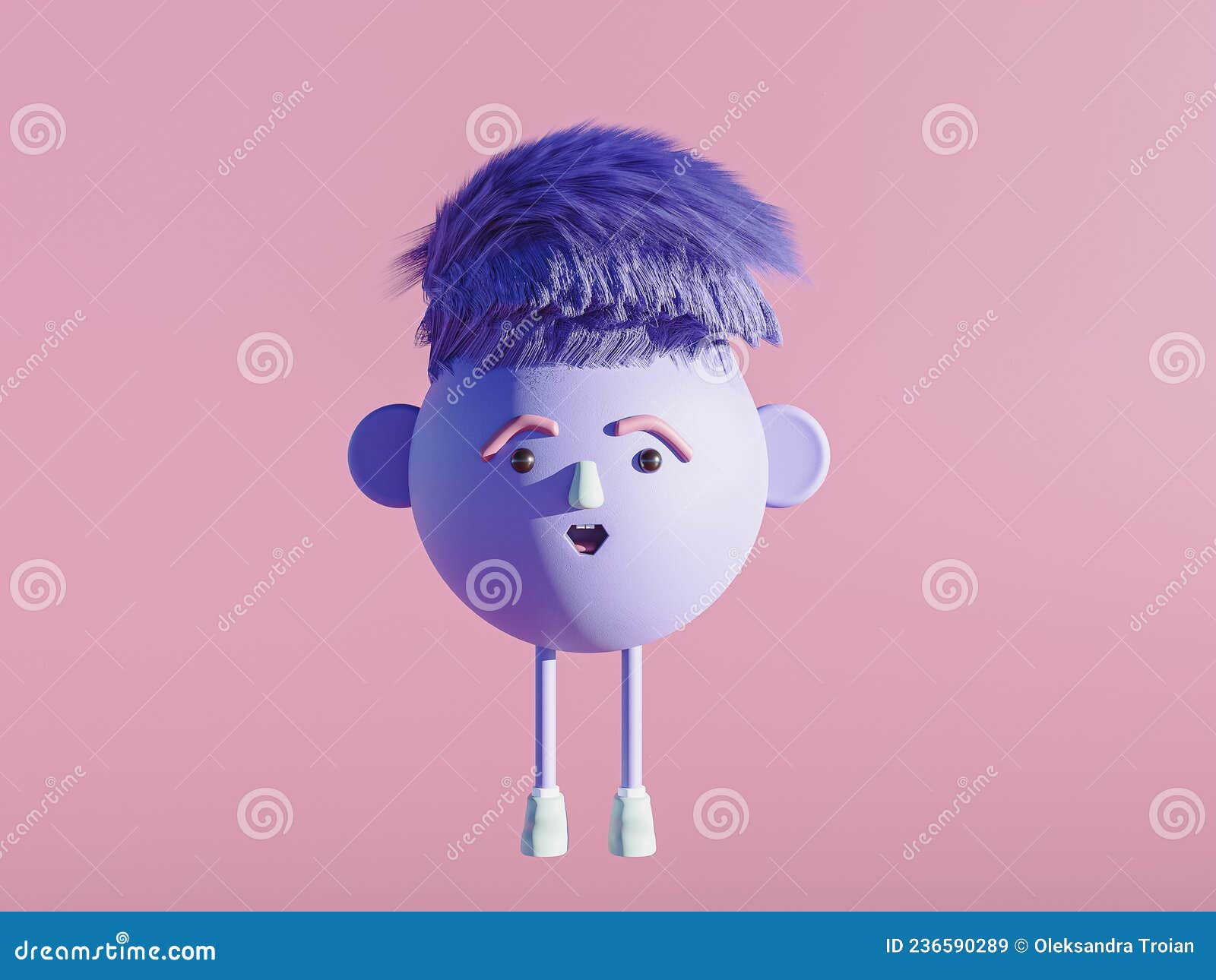 3d Render of Funny Cute Cartoon Character with Funny Hair Style. Socked or  Surprised Face Expression Stock Illustration - Illustration of humor,  cartoon: 236590289