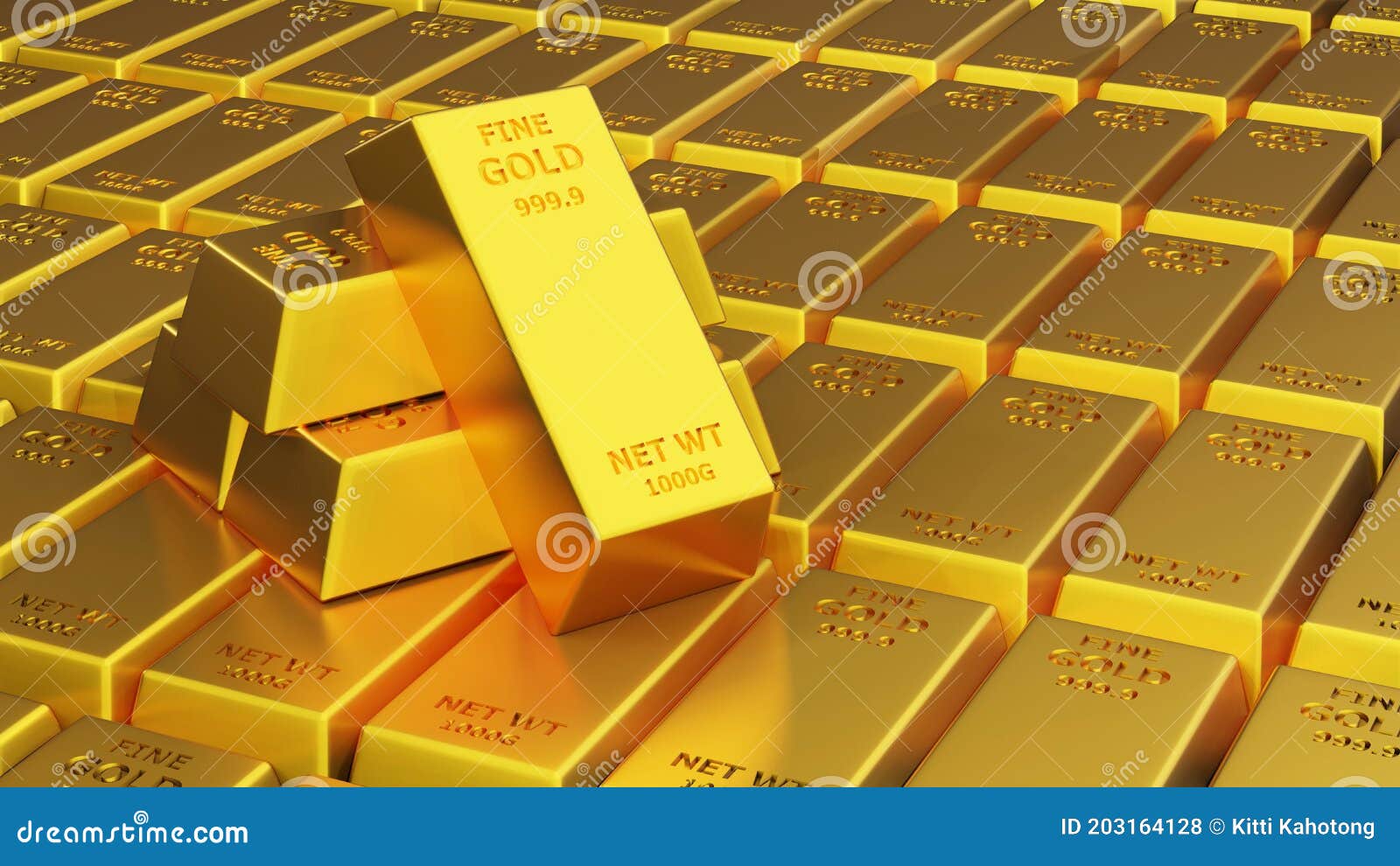 3d Render of Gold Brick Gold Bar Financial Concept, Studio Shots Stock