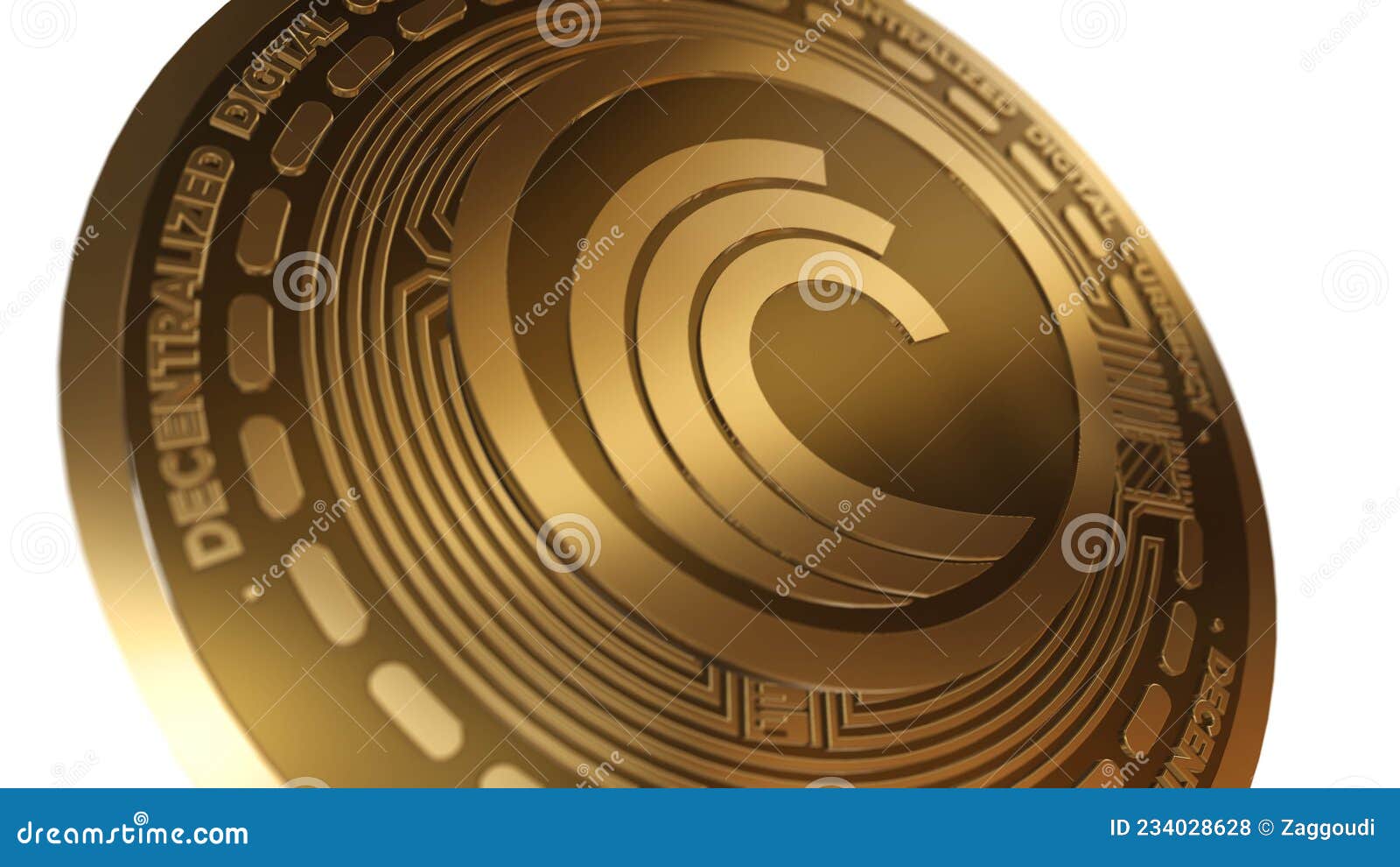 3d render golden bittorrent btt cryptocurrency close up view