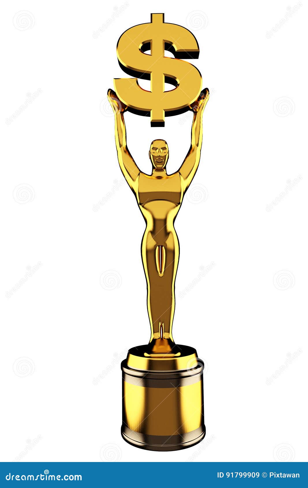 3d Render Golden Dollar Sign Trophy Stock Illustration Illustration