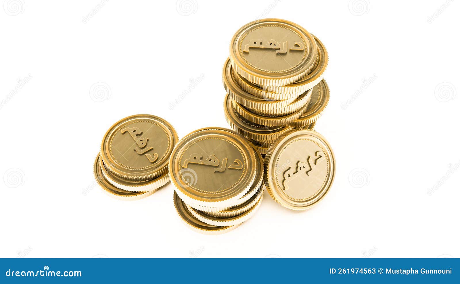 Golden Stack Of Dirham Coins Isolated On White Background Stock Image golden-stack-of-dirham-coins-isolated-on-white-background-stock-image
