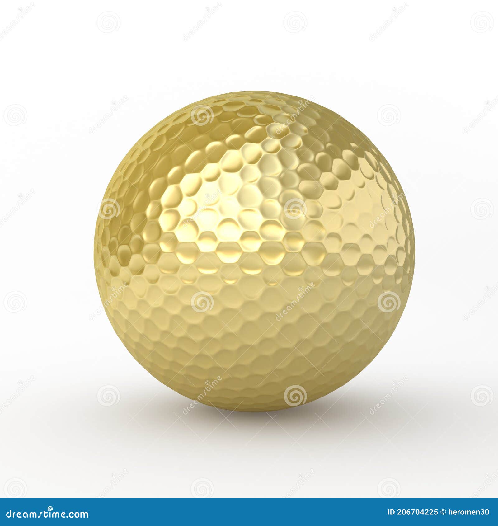 3d Render Golfball Gold (clipping Path) Stock Illustration ...