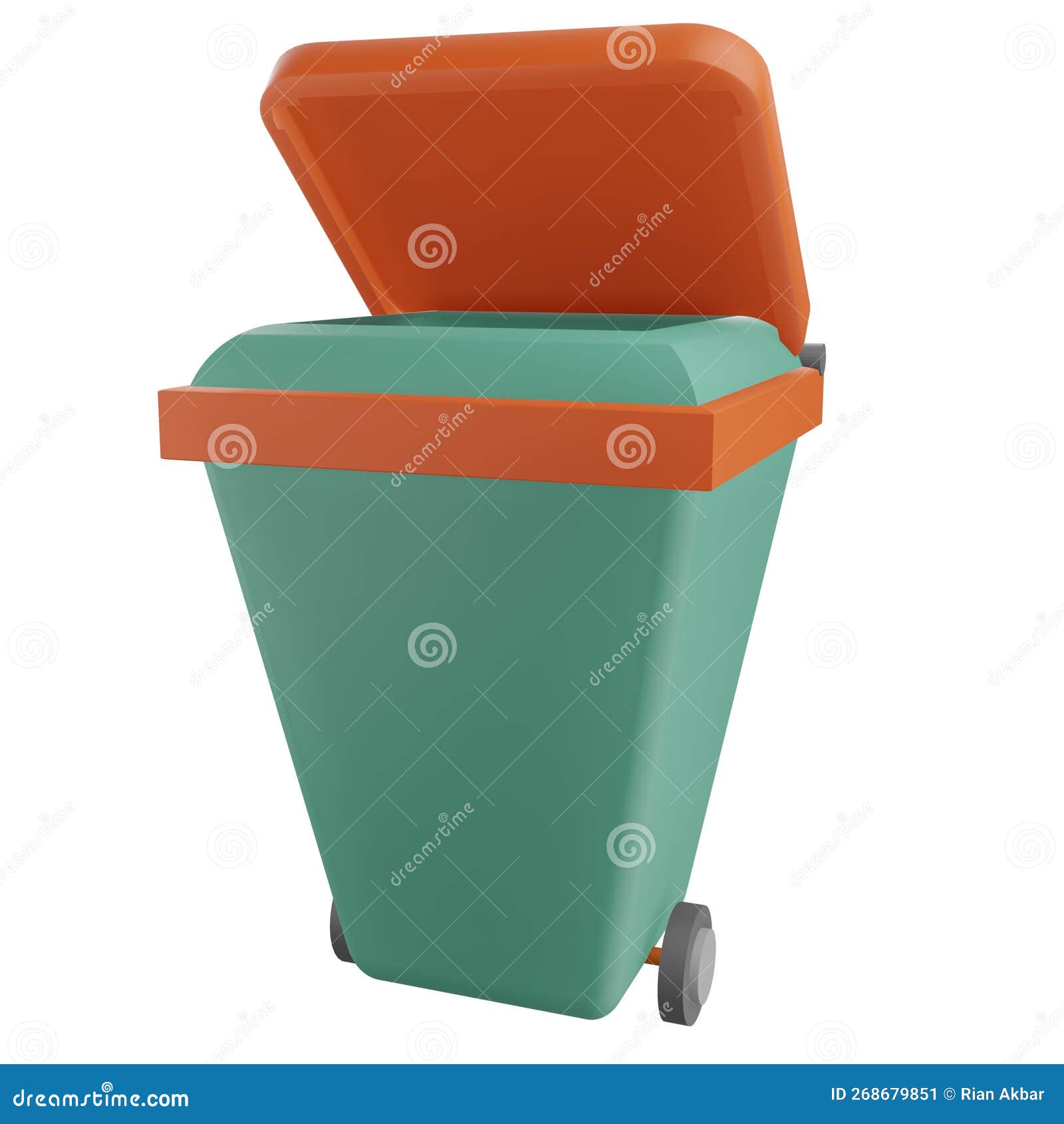 3d Render of Green and Orange Trash Cans Stock Illustration