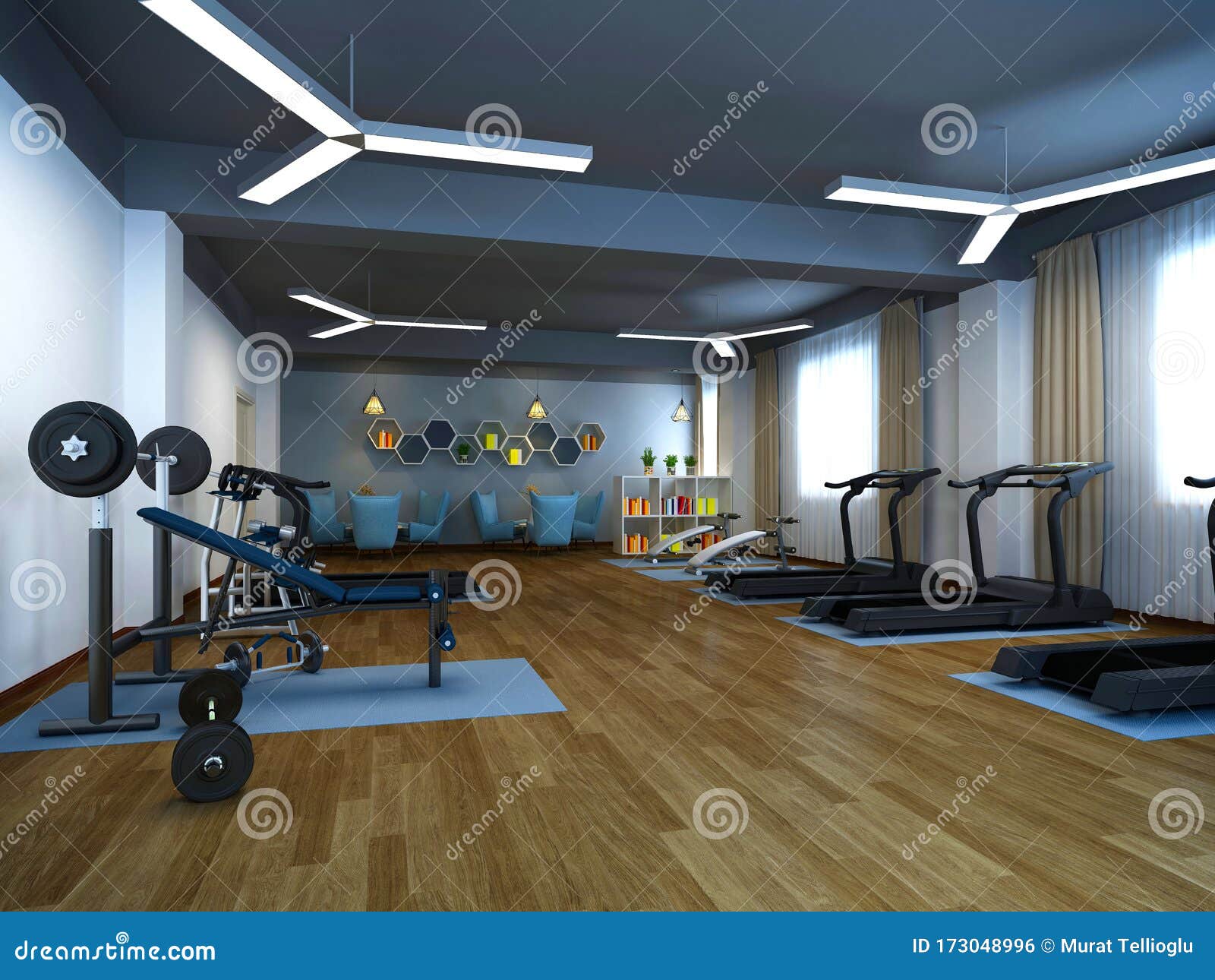 3d Render Gym Fitness Center Stock Illustration - Illustration of indoor,  luxury: 173048996