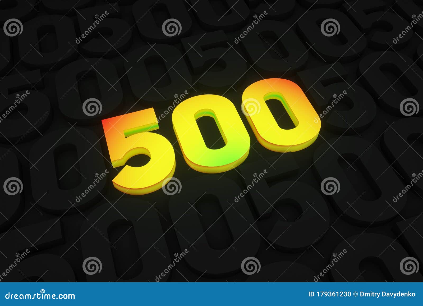 3d render. high speed 500 megabits. volumetric numbers in a color gradient. concept: stream, speed, internet, instant