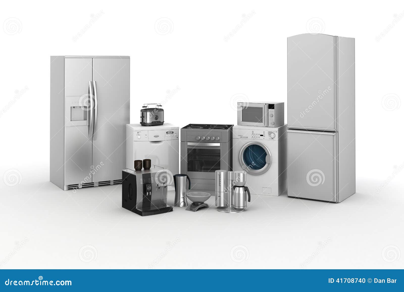 3d render of household appliances