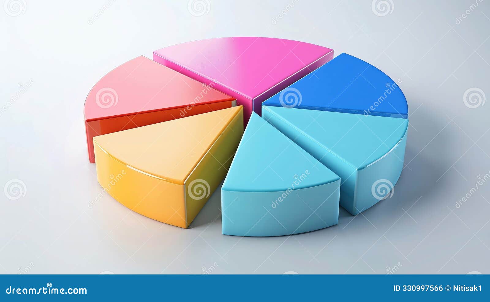 3d render icon pie chart with segments representing different stages of a companys digital transformation journey topdown view