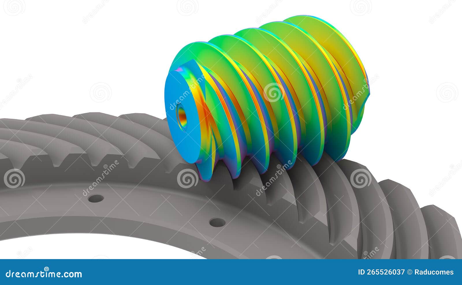 3D Rendering FEA Spiral Bevel Gear Assembly Stock Illustration