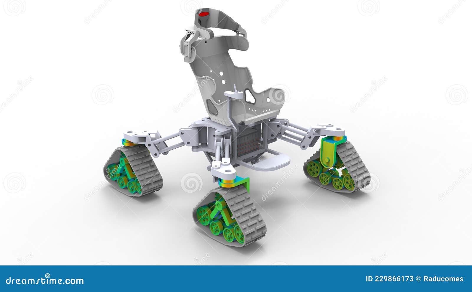 3D Render Tracked Wheel Assembly Analysis Stock Illustration