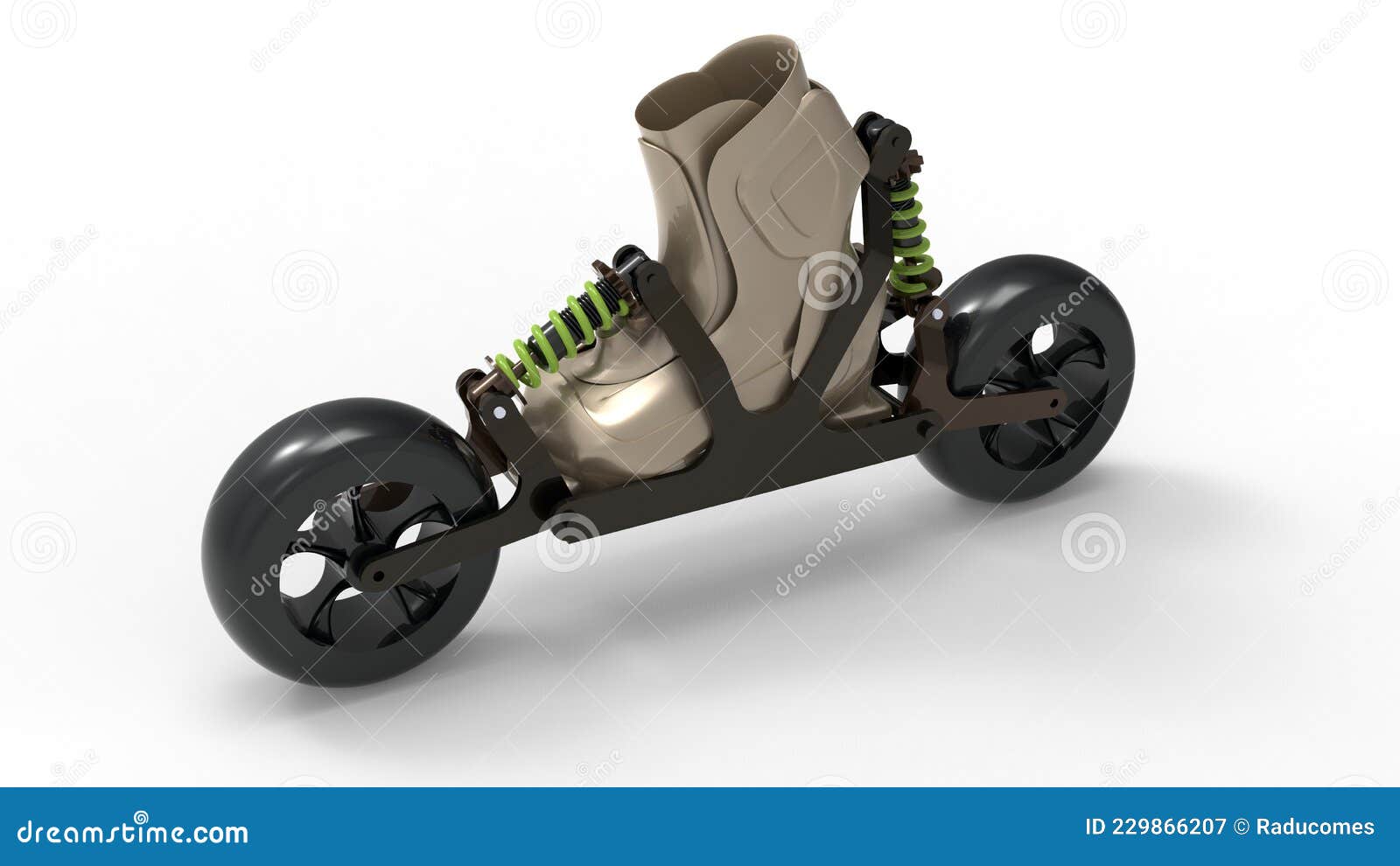 3D Rendering Large Wheels Roller Skate Stock Illustration