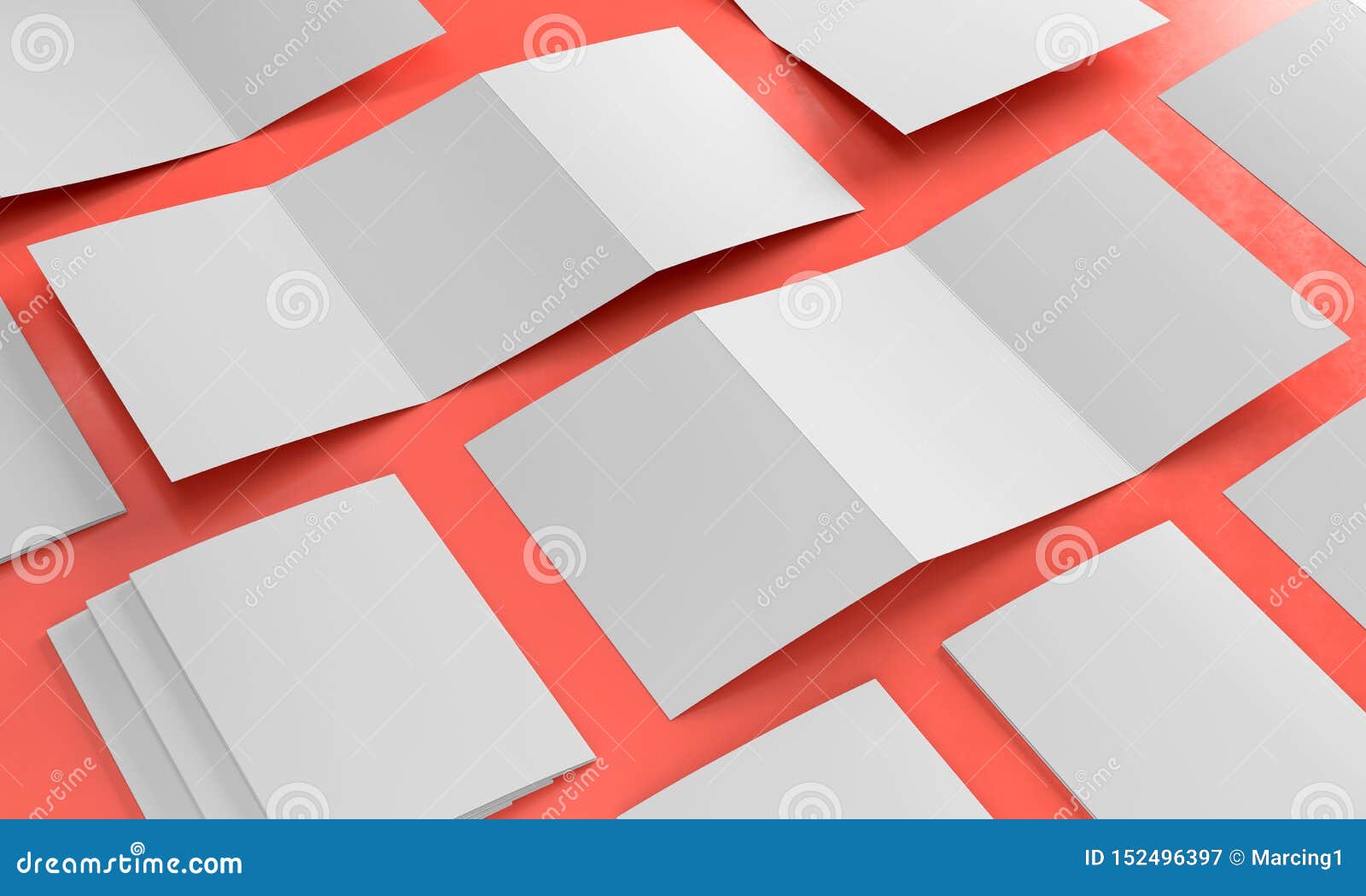 3d Render Illustration of a Leaflet Mockup on Color Background Stock
