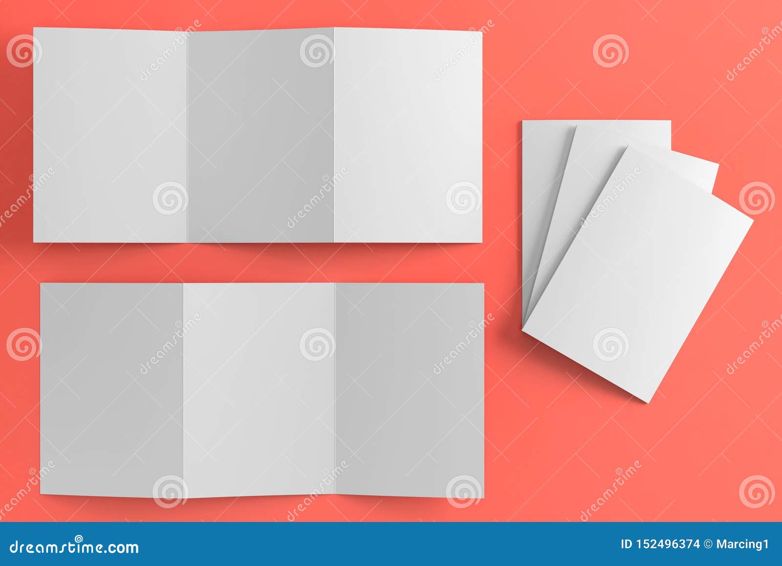 3d Render Illustration of a Leaflet Mockup on Color Background Stock