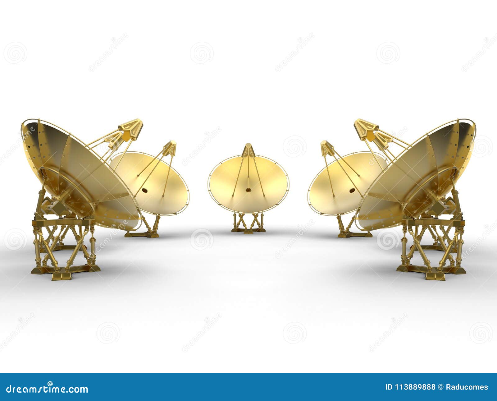 Golden satellite dishes stock illustration. Illustration of
