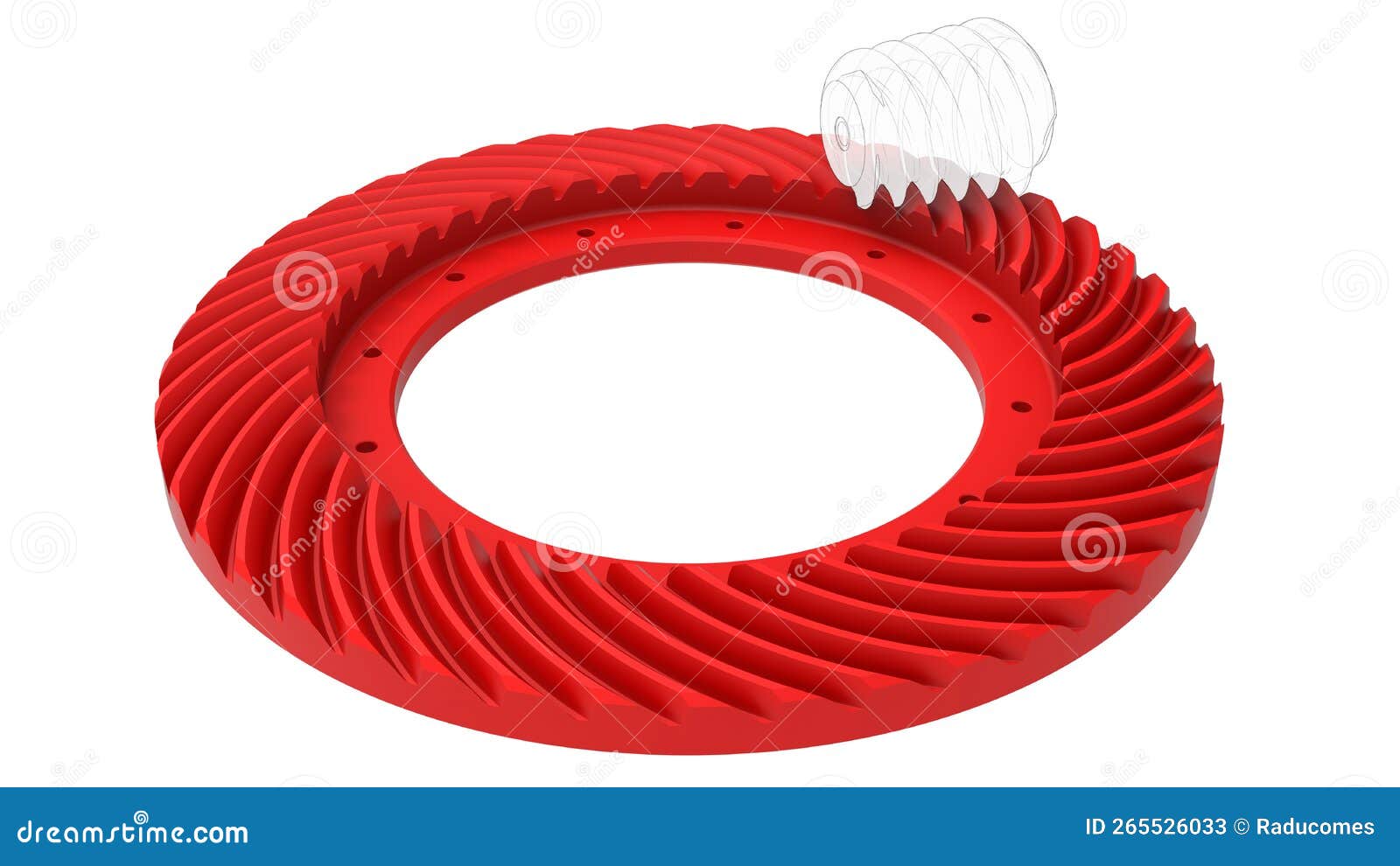 3D Rendering Spiral Bevel Gear Assembly Stock Illustration