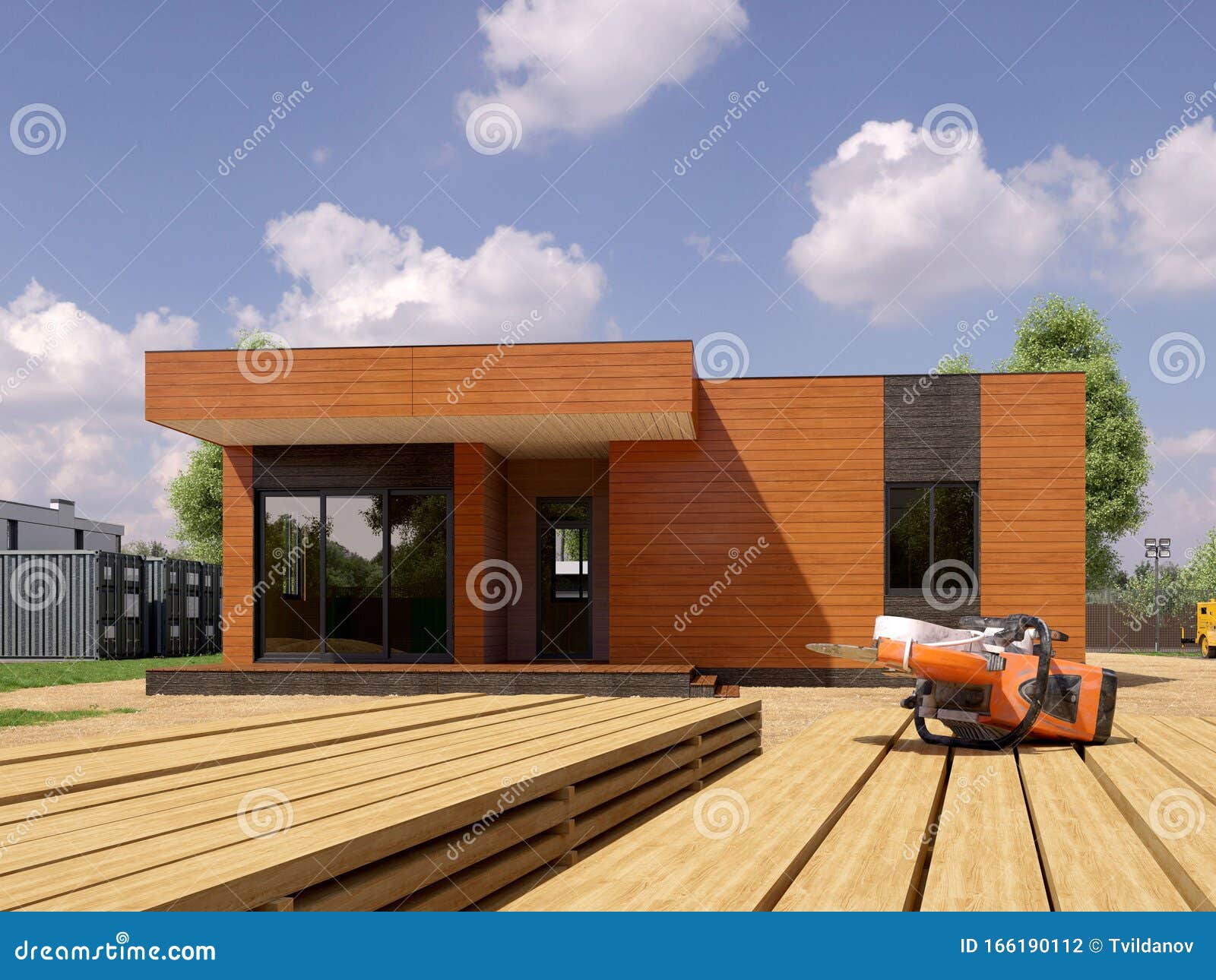 Download 3d Render Image Of Modern Frame House 3d Illustration Of Modern House Stock Illustration Illustration Of Industry Residential 166190112