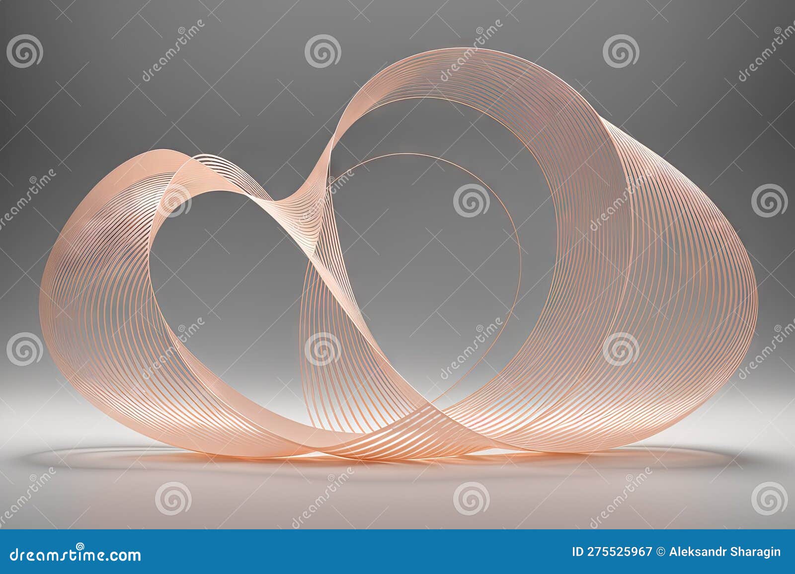 3d Render, Image of Wavy Lines Rose Gold Splashing Platinum Shape
