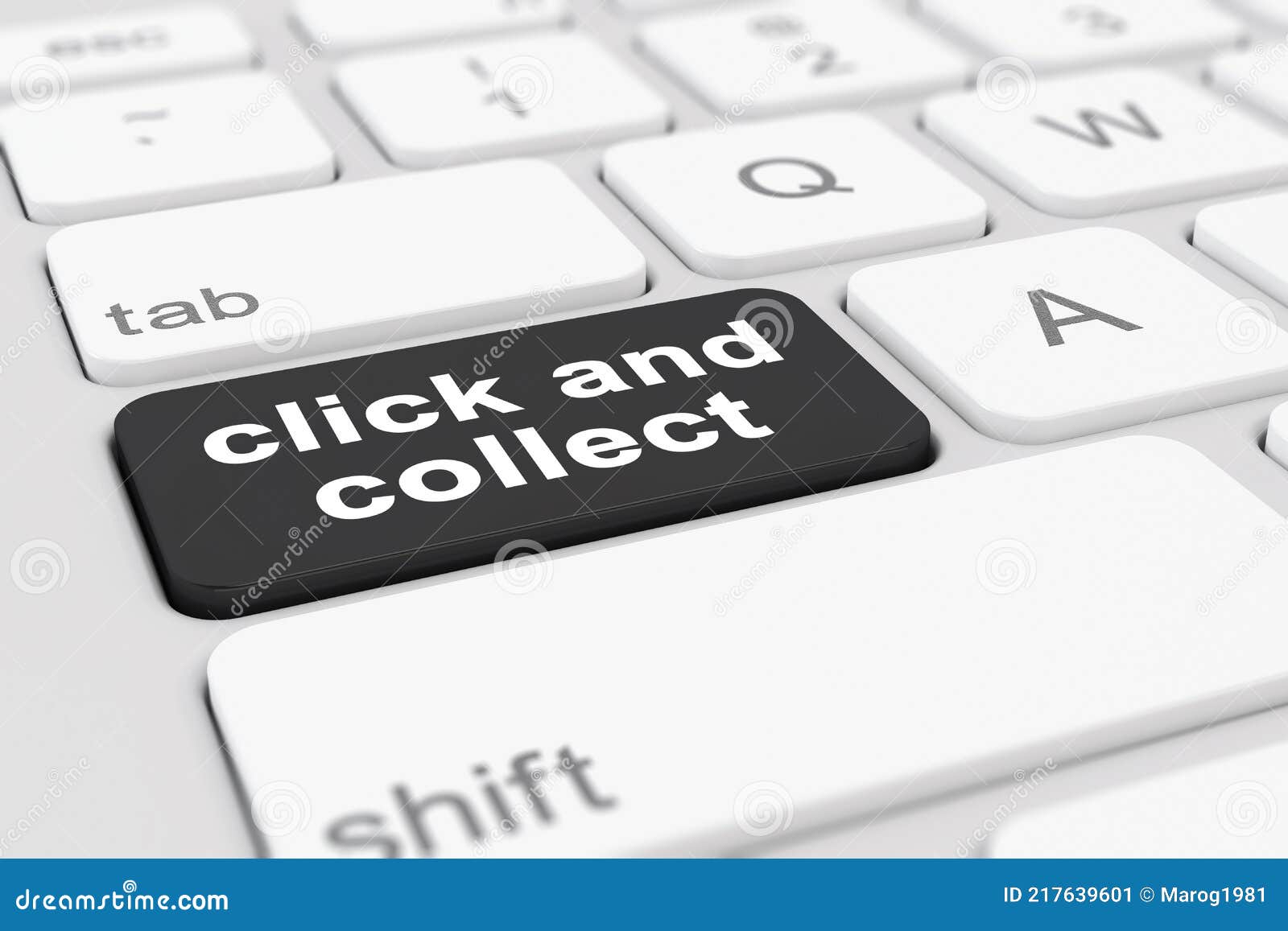 3d Render of a Keyboard with a Black Key Click and Collect Stock