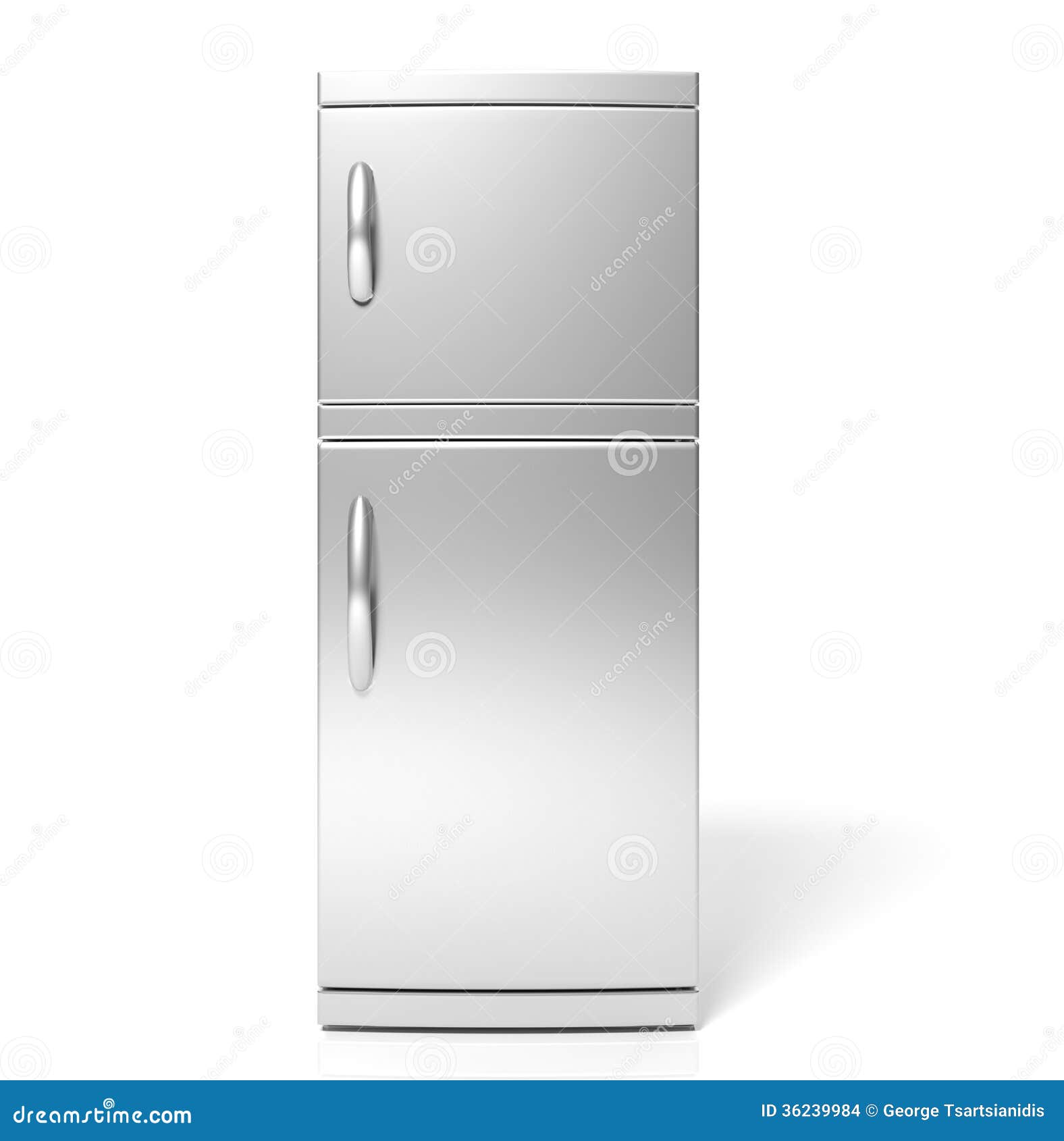 3D Render of Large Silver Refrigerator Stock Photo Image of