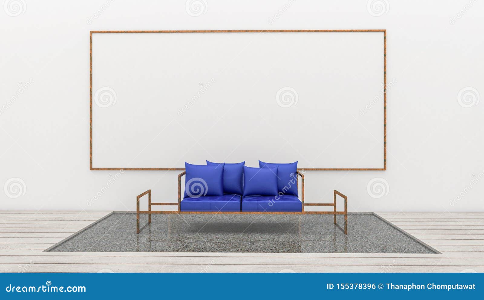 3d Render of Living Room and Whiteboard on the Wall Stock Illustration