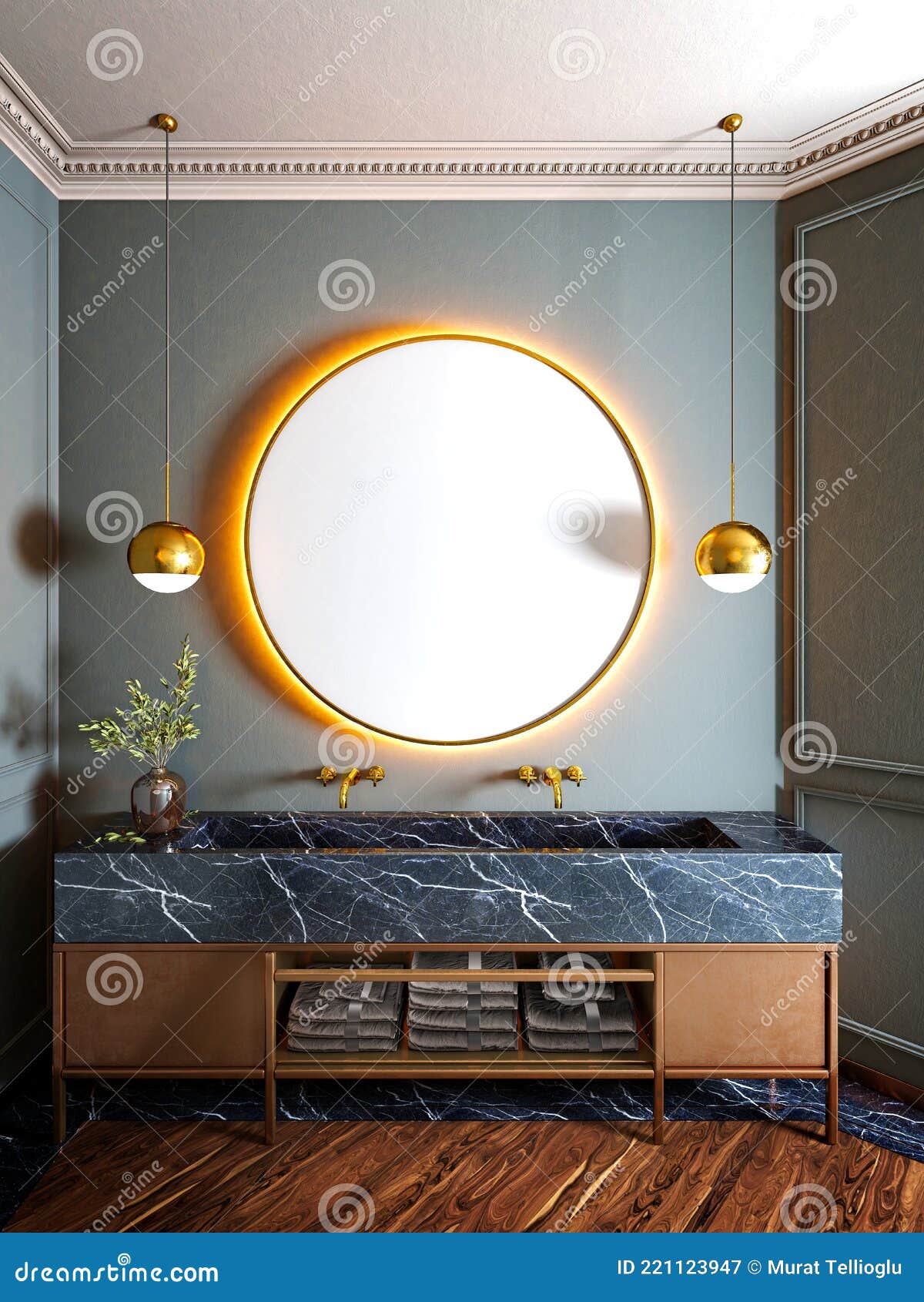 3d Render of Luxury Bathroom Stock Illustration Illustration of
