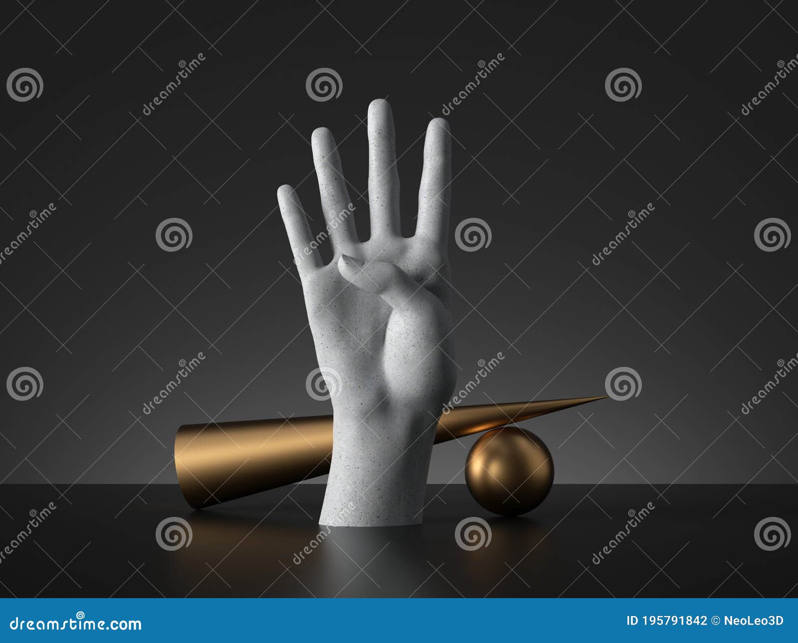 3d render, mannequin hand with golden geometric s,  on black background, modern minimal concept, simple clean 
