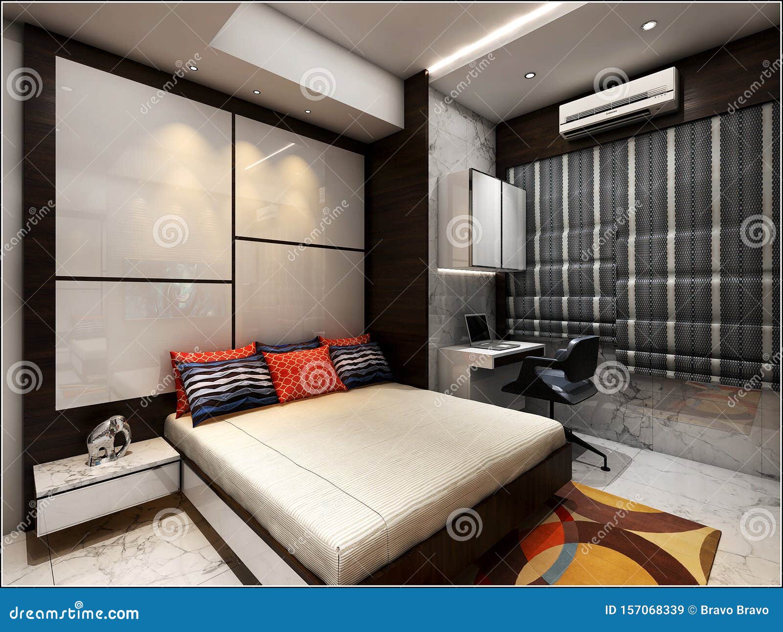 3d Render Of Modern Bedroom Minimalist Designs White Concept Bedroom Design Small Space Bedroom Mobile Bedroom Design Well Plan Stock Illustration Illustration Of Chair Apartment 157068339