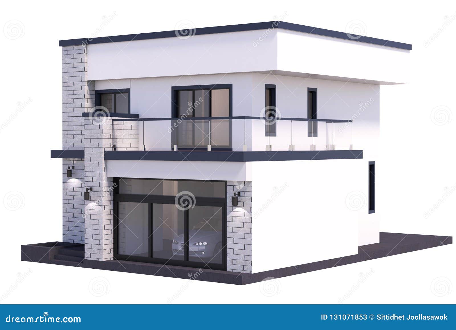 3d Rendering Modern House on White Background. Stock Illustration