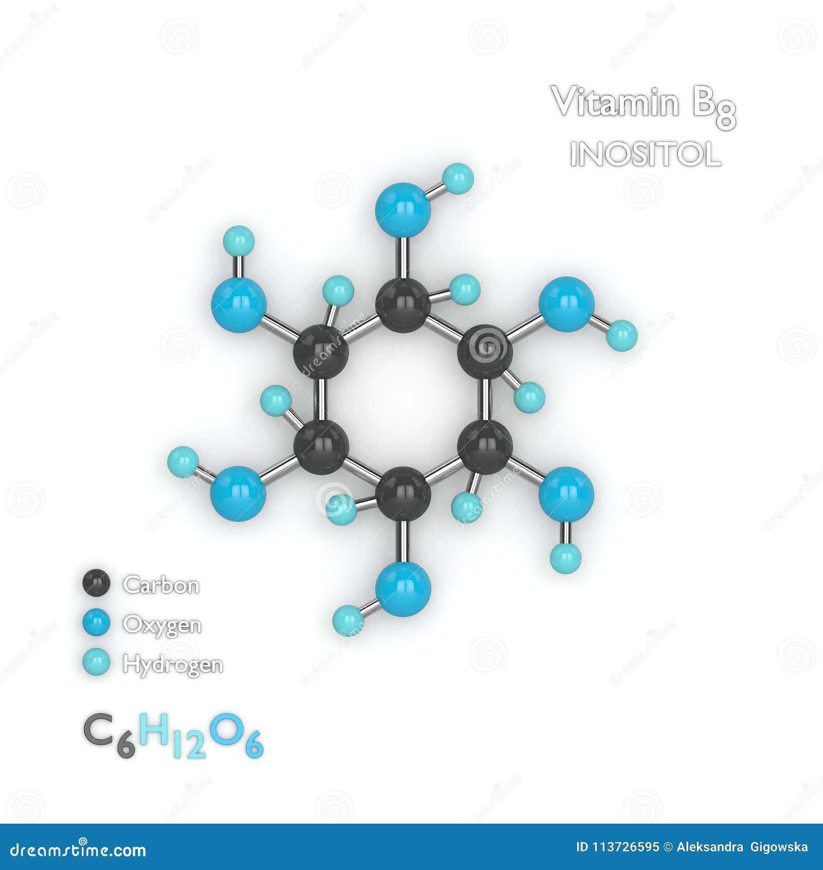 3d Render of Molecular Model and Formula of Vitamin B8 Stock Illustration Illustration of