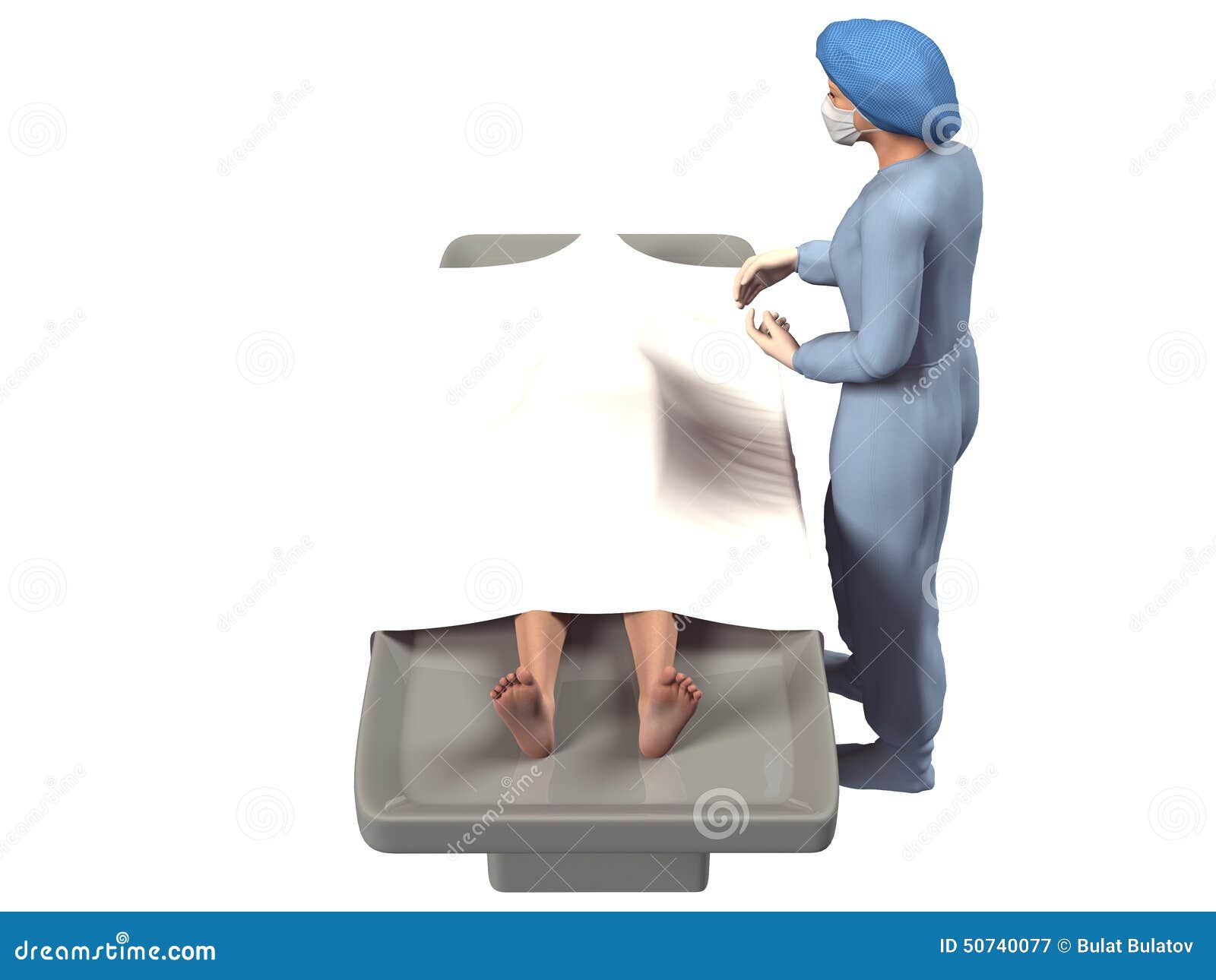 3d Render of Nurse and Dead Body in Stock Illustration