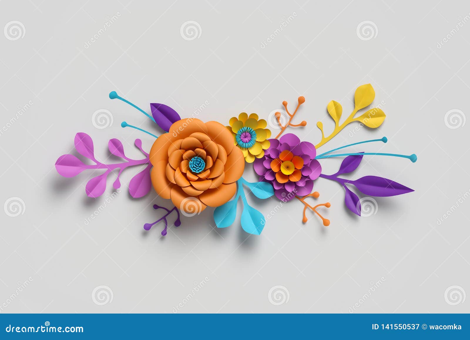 3d Rendering Paper Flowers White Color Palette Botanical Background  Isolated Clip Art Bouquet Floral Borderncreative Minimal Autumn Flat Lay  Stock Photo - Download Image Now - iStock