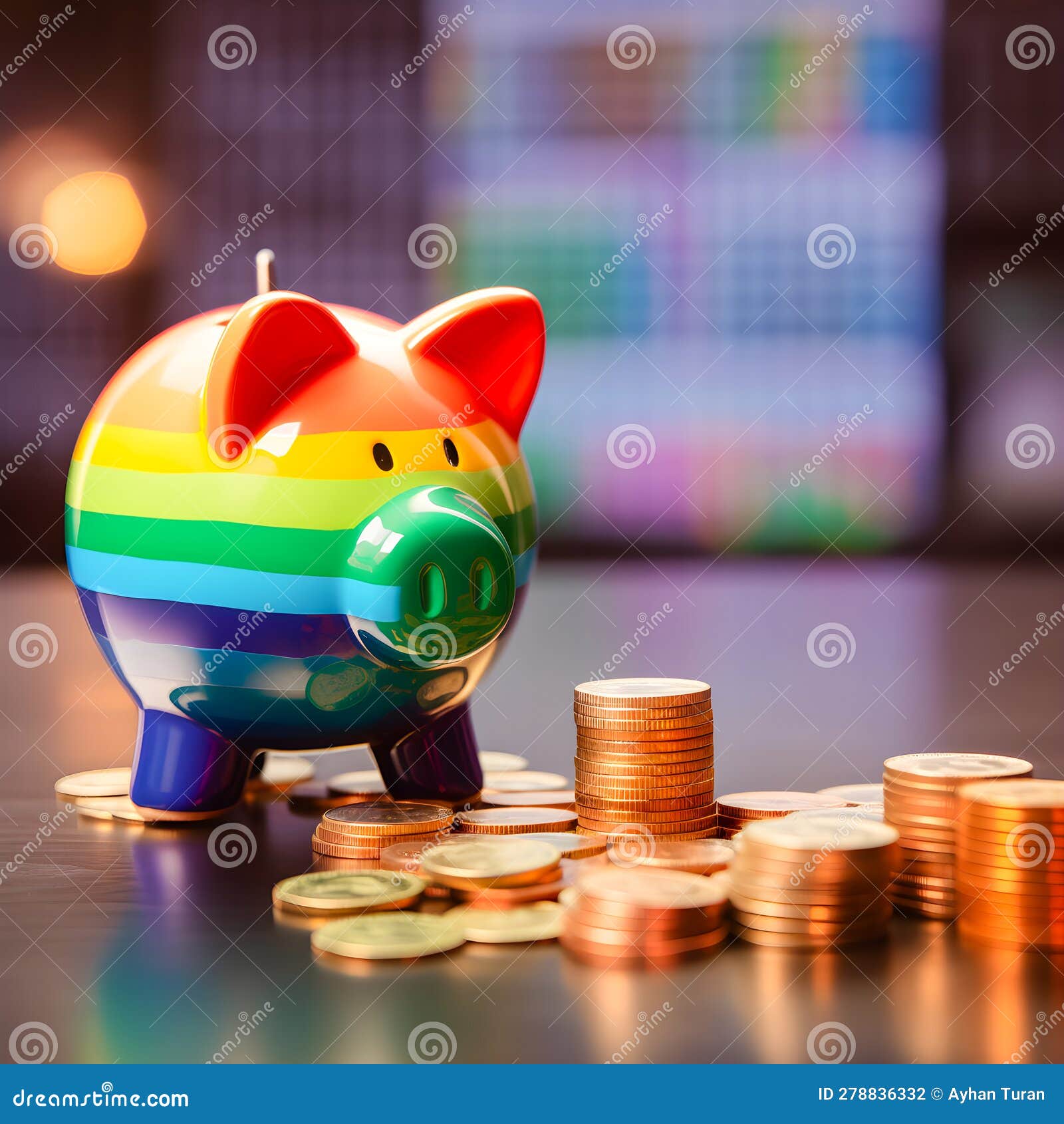 3d Render Piggy Bank and Save Money Concept . Stock Illustration