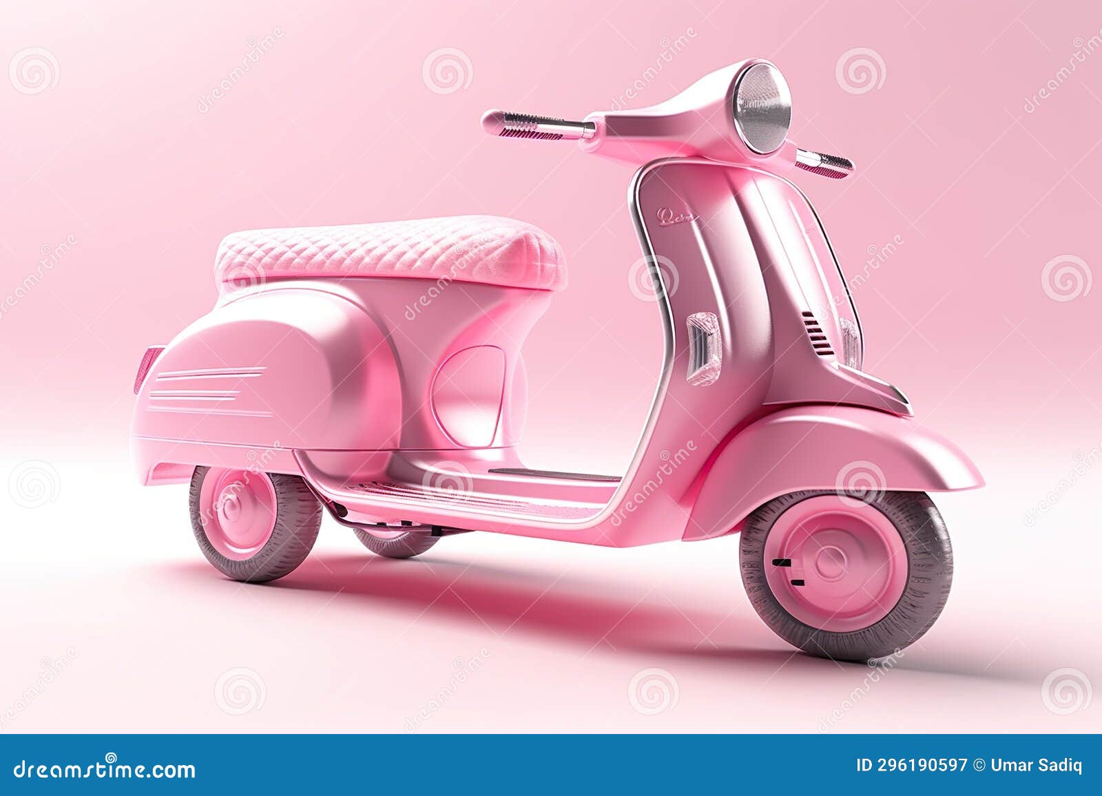 3d render pink scooter on pink background