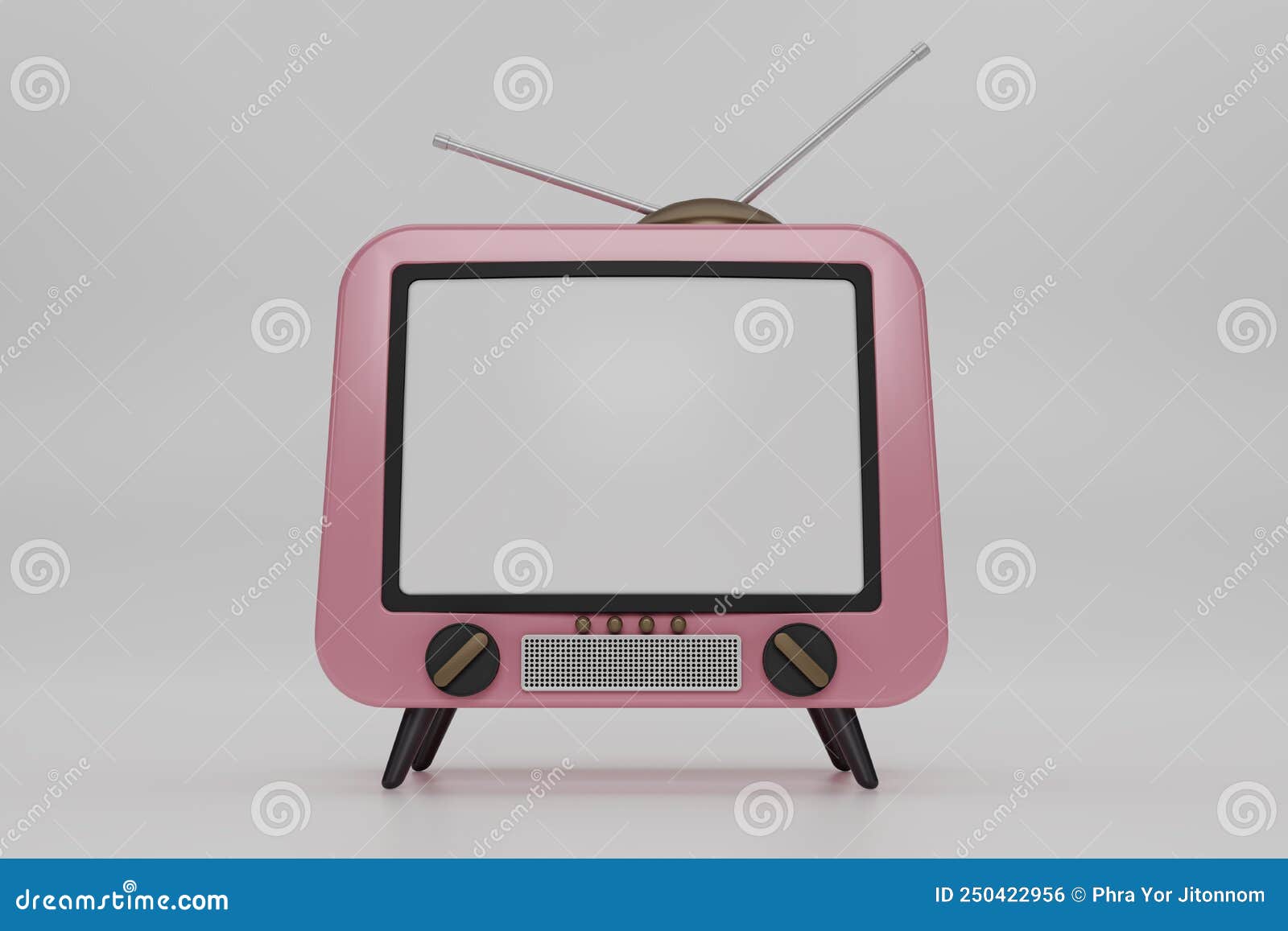 Blue 3d Tv On A White Background With An Analog Design, Vintage Tv