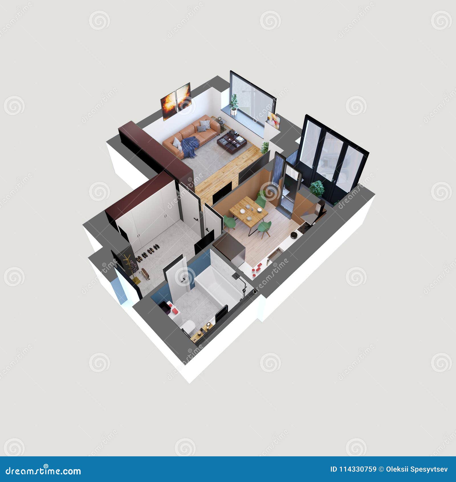 Floor Plan Studio Apartment Oneroom Apartment Stock Illustration 763728574