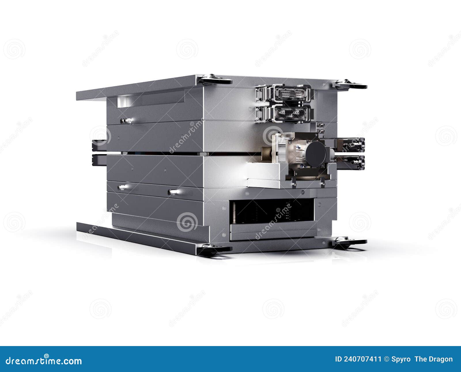 3d render of plastic moulding machine.